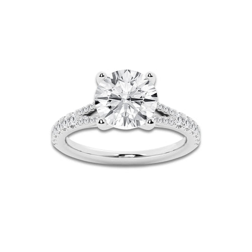 8.66 ctw Round Lab-Grown Diamond Split Shank Side Stone Engagement Ring in Platinum for Women | Colorless E, VS1 Clarity, IGI Certified 8.00 ct Center Diamond