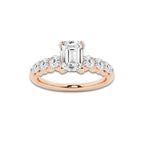 1.54 ctw Emerald Lab-Grown Diamond Side Stone Engagement Ring in 14K Rose Gold for Women | Colorless D, VVS1 Clarity, IGI Certified 1.00 Ct Center Diamond