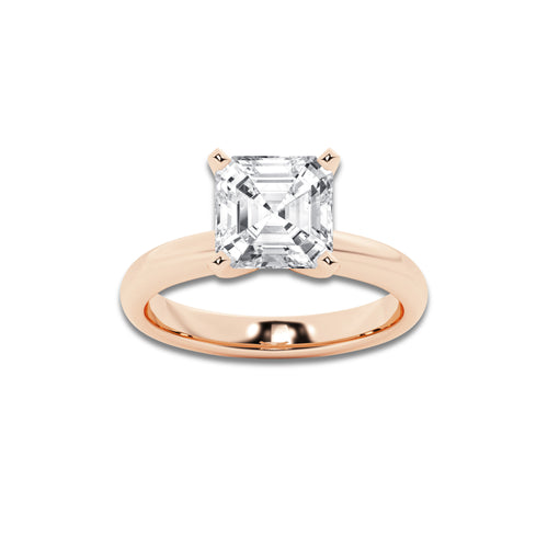 4.00 ctw Asscher Lab-Grown Diamond Minimalist Engagement Ring in 14K Rose Gold for Women | E Color, VS1 Clarity, IGI Certified