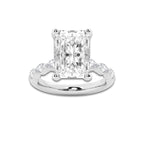 7.48 ctw Radiant Lab-Grown Diamond Marquise Side Stone Engagement Ring in Platinum for Women | Colorless E, VS1 Clarity, IGI Certified 7.00 ct Center Diamond