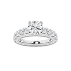 2.00 ctw Round Lab-Grown Diamond Split-Prong Set Side Stone Engagement Ring in Platinum for Women | Colorless D, VVS1 Clarity, IGI Certified 1.00 ct Center Diamond