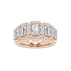 Clef 3 ctw Emerald and Round Lab Grown Diamond Band 14K Rose Gold, DE, VS1