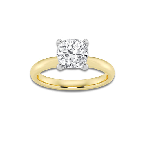 2.00 ctw Cushion Lab-Grown Diamond Solitaire Engagement Ring in 14K White Gold And Yellow Gold for Women | Colorless D, VVS1 Clarity, IGI Certified