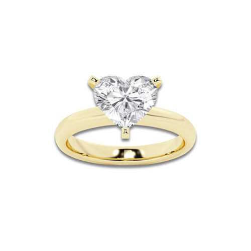 2.50 ctw Heart Lab-Grown Diamond Minimalist Engagement Ring in 14K Yellow Gold for Women | E Color, VS1 Clarity, IGI Certified