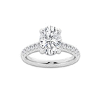 2.90 ctw Oval Lab-Grown Diamond Pave Engagement Ring in 14K White Gold for Women | E Color, VS1 Clarity, IGI Certified 2.50 ct Center Diamond