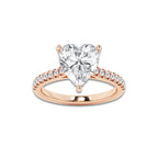 3.28 ctw Heart Lab-Grown Diamond Hidden Halo Side Stone Engagement Ring in 18K Rose Gold for Women | Colorless E, VS1 Clarity, IGI Certified 3.00 ct Center Diamond