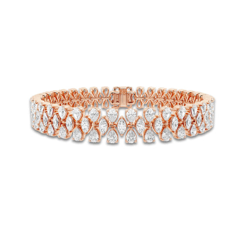 7 3/4 ctw Pear and Marquise Lab Grown Diamond Alternating Bracelet - 6 Inches 18K Rose Gold, DE, VS1