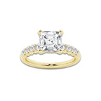 5.66 ctw Asscher Lab-Grown Diamond Side Stone Engagement Ring in 14K Yellow Gold for Women | Colorless E, VS1 Clarity, IGI Certified 5.00 Ct Center Diamond