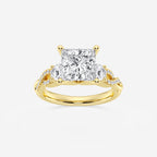 6.61 ctw Princess Lab-Grown Diamond Side Stone Engagement Ring in 14K Yellow Gold for Women | Colorless E, VS1 Clarity, IGI Certified 6.00 ct Center Diamond