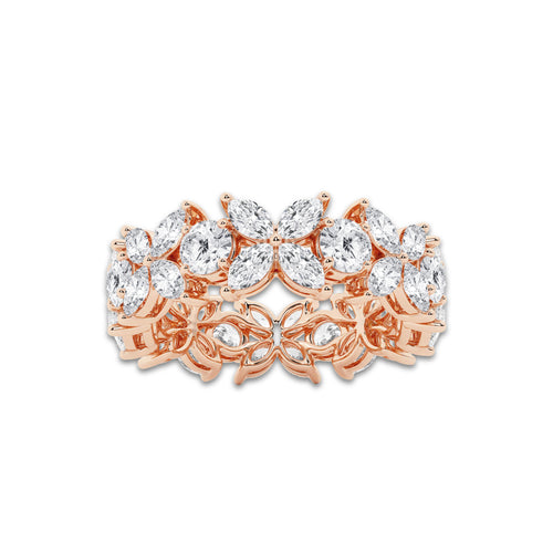 Gwyneth 3 ctw Marquise and Round Lab Grown Diamond Flower Eternity Band - 7.2mm Width 14K Rose Gold, DE, VS1