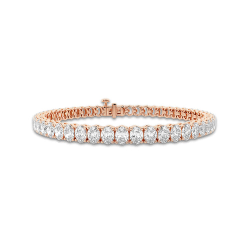 10 ctw Oval Lab Grown Diamond Tennis Bracelet - 6.5 Inches 14K Rose Gold, DE, VS1