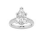 4.43 ctw Pear Lab-Grown Diamond Pave Engagement Ring in Platinum for Women | D Color, VVS1 Clarity, IGI Certified 4.00 ct Center Diamond