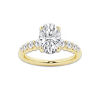 3.04 ctw Oval Lab-Grown Diamond Side Stone Engagement Ring in 14K Yellow Gold for Women | Colorless E, VS1 Clarity, IGI Certified 2.50 Ct Center Diamond