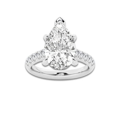 5.43 ctw Pear Lab-Grown Diamond Pave Engagement Ring in Platinum for Women | D Color, VVS1 Clarity, IGI Certified 5.00 ct Center Diamond