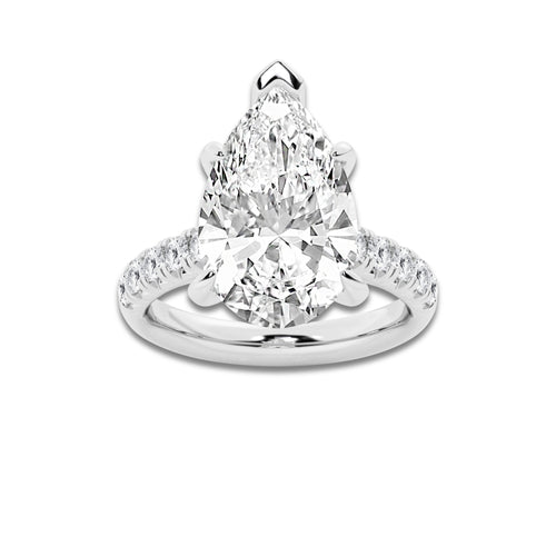 7.55 ctw Pear Lab-Grown Diamond Pave Engagement Ring in 14K White Gold for Women | D Color, VVS1 Clarity, IGI Certified 7.00 ct Center Diamond