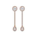 3 ctw Multi-Shape Lab Grown Diamond Halo Drop Earrings 14K Rose Gold, E, VS1