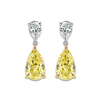 6 ctw Fancy Yellow Pear Lab Grown Diamond Two Stone Earrings 14K Two-Tone White & Yellow Gold