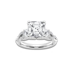 7.61 ctw Asscher Lab-Grown Diamond Side Stone Engagement Ring in 14K White Gold for Women | Colorless D, VVS1 Clarity, IGI Certified 7.00 ct Center Diamond