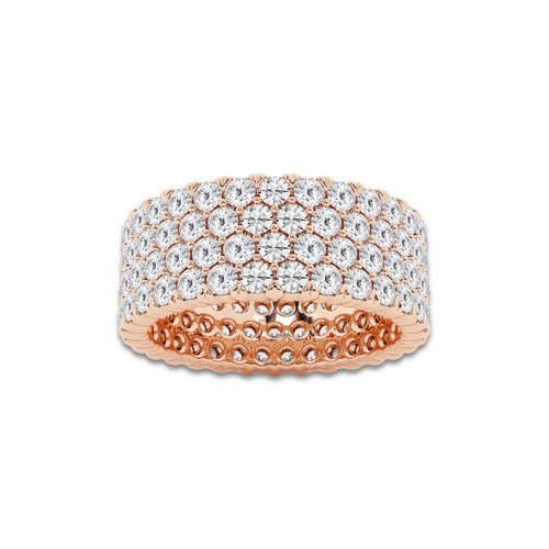 Dakota 4 ctw Round Lab Grown Diamond Multi-Row Eternity Band - 7.8mm Width 14K Rose Gold, DE, VS1