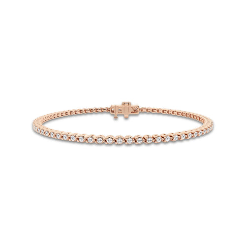 1 ctw Round Lab Grown Diamond Three-Prong Tennis Bracelet - 6 Inches 14K Rose Gold, DE, VS1