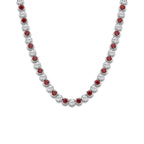 4.10 mm Round Cut Created Ruby and 11 ctw Round Lab Grown Diamond Necklace 14K White Gold