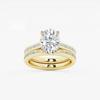 Synergy 3 3/4 ctw Oval Lab Grown Diamond Baguette and Princess Side Stone Bridal Set 14K Yellow Gold, E, VS1 | IGI Certified, 3 ct Center