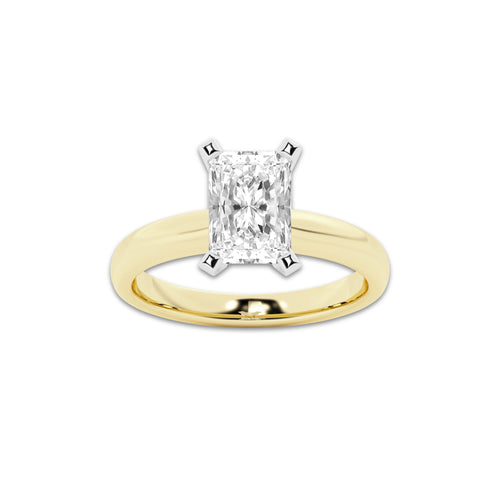 2.00 ctw Radiant Lab-Grown Diamond Minimalist Engagement Ring in 14K White Gold And Yellow Gold for Women | E Color, VS1 Clarity, IGI Certified