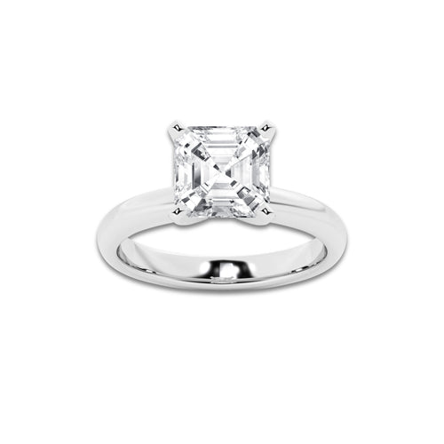 4.00 ctw Asscher Lab-Grown Diamond Minimalist Engagement Ring in 14K White Gold for Women | E Color, VS1 Clarity, IGI Certified
