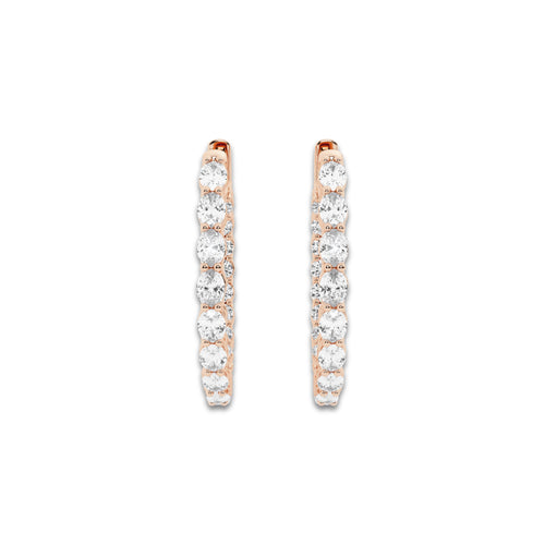 2 ctw Oval Lab Grown Diamond Inside Out Hoop Earrings 14K Rose Gold, DE, VS1