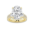 8.96 ctw Oval Lab-Grown Diamond Three Stone Double Row Engagement Ring in 14K Yellow Gold for Women | D Color, VVS1 Clarity, IGI Certified 8.00 ct Center Diamond