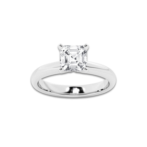 1.50 ctw Asscher Lab-Grown Diamond Minimalist Engagement Ring in 14K White Gold for Women | E Color, VS1 Clarity, IGI Certified