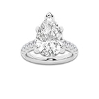 6.55 ctw Pear Lab-Grown Diamond Pave Engagement Ring in 14K White Gold for Women | D Color, VVS1 Clarity, IGI Certified 6.00 ct Center Diamond