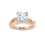 1 5/8 ctw Asscher Lab Grown Diamond Intertwined Engagement Ring 14K Rose Gold, E, VS1 | 1 1/2 ct Center