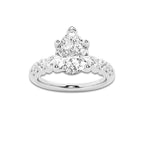 2.54 Ct Pear Lab-Grown Diamond Half Eternity Engagement Ring in 14K White Gold for Female, Colorless (D), VVS1 Clarity | IGI Certified, 2.00 Ct Center Diamond
