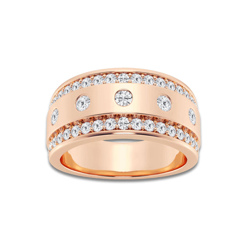 1 1/4 ctw Round Lab Grown Diamond Men's Floating Wedding Band 14K Rose Gold, DE, VS1
