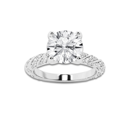 1.94 ctw Round Lab-Grown Diamond Twisted Band Engagement Ring in Platinum for Women | Colorless D, VVS1 Clarity, IGI Certified 1.50 ct Center Diamond