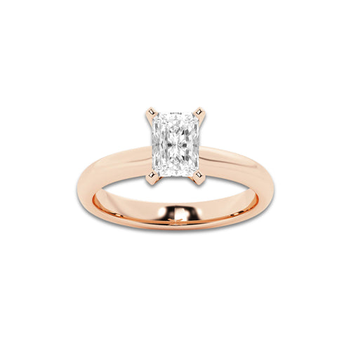 1.00 ctw Radiant Lab-Grown Diamond Minimalist Engagement Ring in 14K Rose Gold for Women | D Color, VVS1 Clarity, IGI Certified