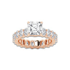 Elsie 4 1/3 ctw Asscher Lab Grown Diamond Eternity Engagement Ring 14K Rose Gold, D, VVS | IGI Certified, 2 ct Center