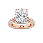 9.00 ctw Elongated Cushion Lab-Grown Diamond Split-Prong Set Side Stone Engagement Ring in 14K Rose Gold for Women | Colorless D, VVS1 Clarity, IGI Certified 8.00 ct Center Diamond