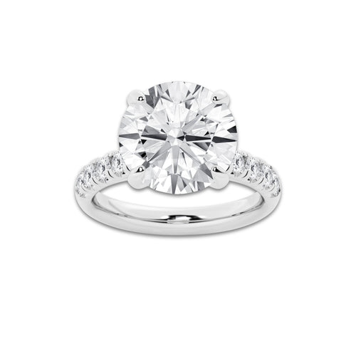 7.55 ctw Round Lab-Grown Diamond Pave Engagement Ring in 14K White Gold for Women | D Color, VVS1 Clarity, IGI Certified 7.00 ct Center Diamond