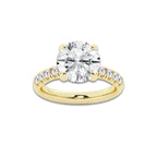 4.43 ctw Round Lab-Grown Diamond Pave Engagement Ring in 14K Yellow Gold for Women | E Color, VS1 Clarity, IGI Certified 4.00 ct Center Diamond