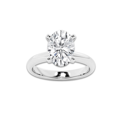 2.50 ctw Oval Lab-Grown Diamond Minimalist Engagement Ring in Platinum for Women | E Color, VS1 Clarity, IGI Certified