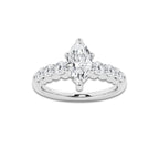 1.54 Ct Marquise Lab-Grown Diamond Half Eternity Engagement Ring in Platinum for Female, Colorless (E), VS1 Clarity | IGI Certified, 1.00 Ct Center Diamond