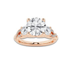 2.62 ctw Round Lab-Grown Diamond Side Stone Engagement Ring in 14K Rose Gold for Women | Colorless D, VVS1 Clarity, IGI Certified 2.00 ct Center Diamond