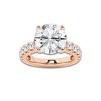 9.00 ctw Round Lab-Grown Diamond Split-Prong Set Side Stone Engagement Ring in 14K Rose Gold for Women | Colorless E, VS1 Clarity, IGI Certified 8.00 ct Center Diamond