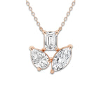 2 ¾ Mosaic Three Stone Fan Pendant 14K Rose Gold, DE, VS1