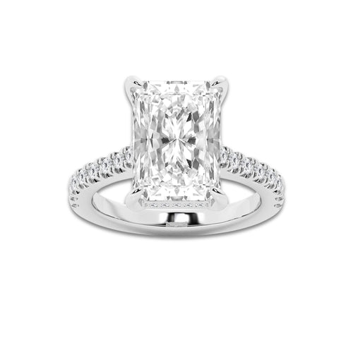 4.35 ctw Radiant Lab-Grown Diamond Hidden Halo Side Stone Engagement Ring in 18K White Gold for Women | Colorless D, VVS1 Clarity, IGI Certified 4.00 ct Center Diamond