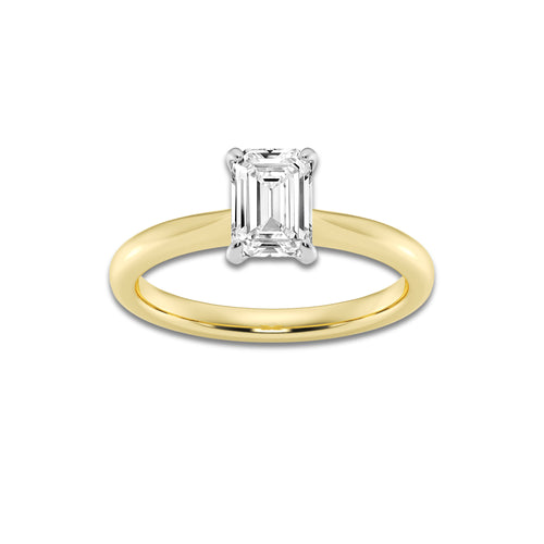 1.00 ctw Emerald Lab-Grown Diamond Solitaire Engagement Ring in 14K White Gold And Yellow Gold for Women | Colorless D, VVS1 Clarity, IGI Certified