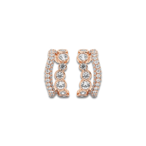 näas Bombë 1 1/4 ctw Round Lab Grown Diamond Cuff Earrings 14K Rose Gold, DE, VS1