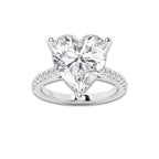8.46 ctw Heart Lab-Grown Diamond Hidden Halo Side Stone Engagement Ring in 18K White Gold for Women | Colorless E, VS1 Clarity, IGI Certified 8.00 ct Center Diamond